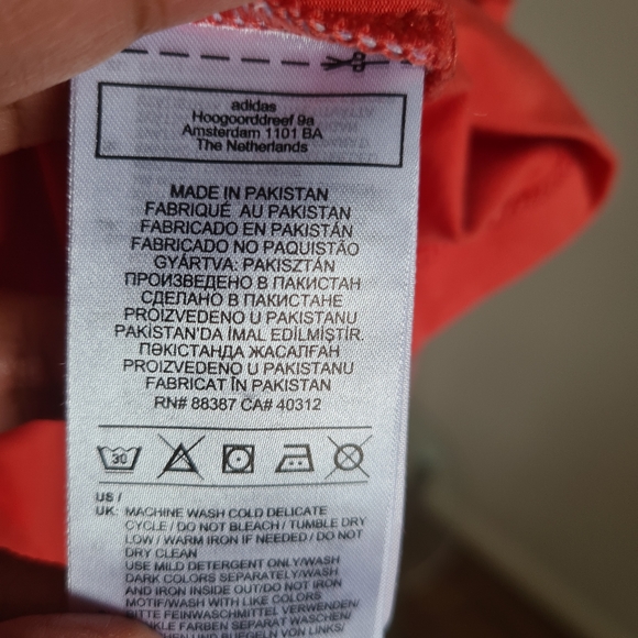 ADIDAS Sports Dress Orange White 3 stripes embroidered logo cold square neck - Picture 5 of 9